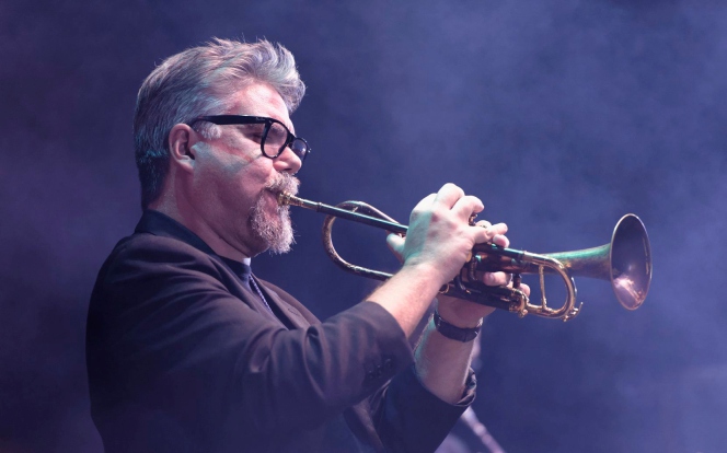 David Pastor performing on trumpet